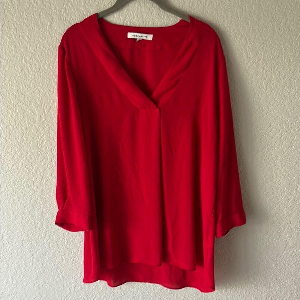 CAbi Red Blouse – Lightweight Relaxed Fit Top